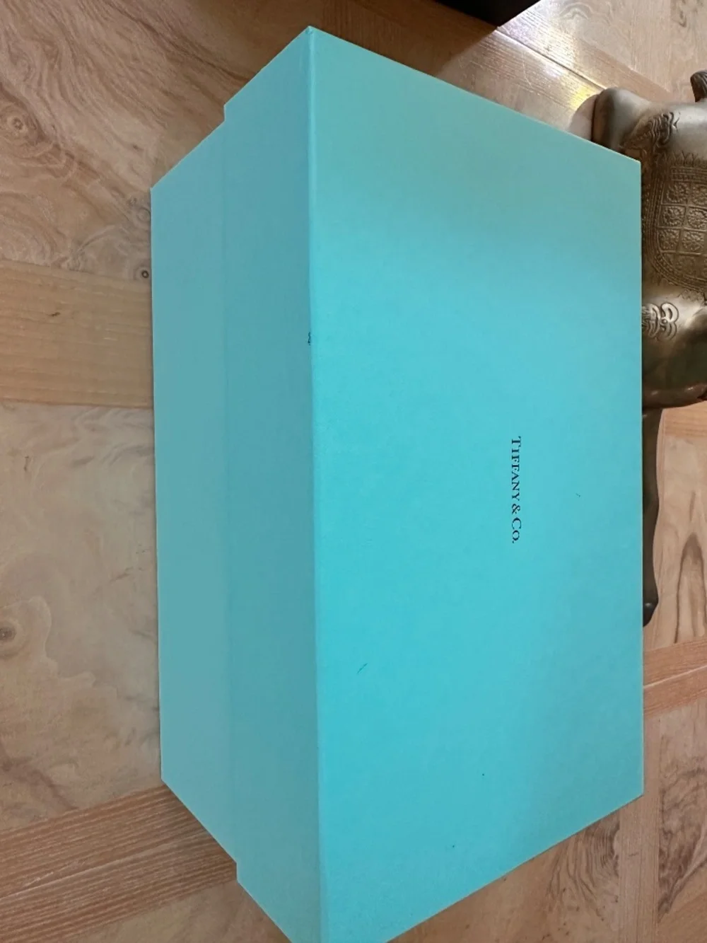 Classic Blue Tiffany Box with original white ribbon, 12 3/4” L X 8” W x 6 1/2” D
